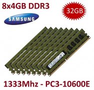 8x 4GB = 32GB KIT DDR3 RAM 1333 Mhz PC3-10600E ECC DIMM