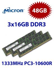 3x 16GB = 48GB KIT DDR3 RAM 1333Mhz PC3-10600R ECC REG DIMM, gebraucht
