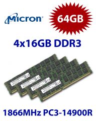 4x 16GB = 64GB KIT DDR3 RAM 1866Mhz PC3-14900R ECC REG DIMM