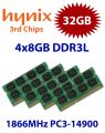 4x 8GB = 32GB KIT DDR3L RAM 1866 Mhz PC3-14900 SO-DIMM