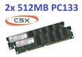 2x 512MB = 1GB KIT SDRAM 133MHz PC-133 DIMM